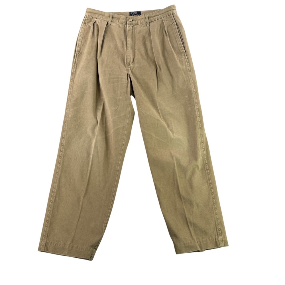 VTG Polo Ralph Lauren Pants Mens 31x30 Khaki Chino Pleated Made In USA 90s
